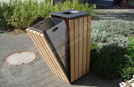 钢木垃圾箱
