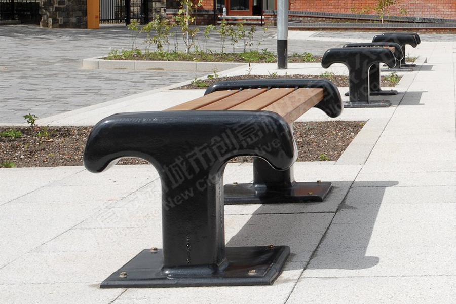 铸铁公园椅,户外休闲长椅,铁艺长凳,防腐木休闲坐凳