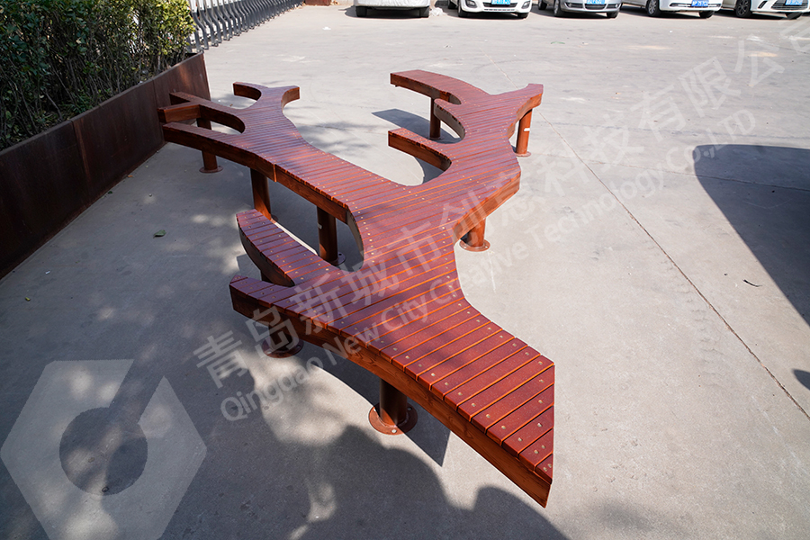 树杈坐凳,公园坐凳,异形拼接座凳,创意休闲凳,铁艺V行座椅
